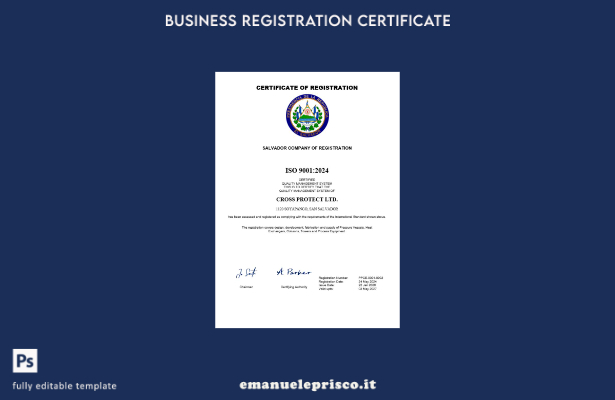 Certificato di registrazione aziendale Salvador in stile verificato Modello Word